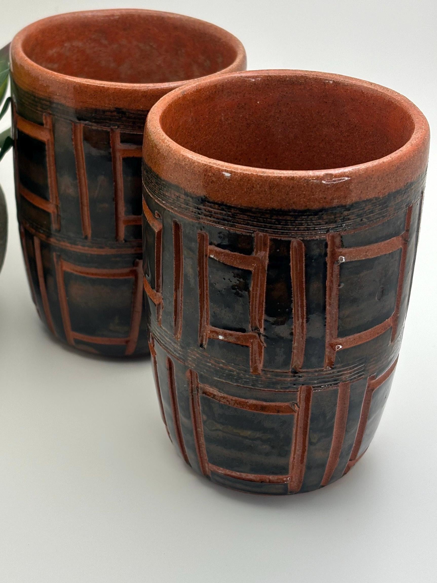 Hal Lasky Puerto Rican Studio Pottery Red and Black Geometric Mid
