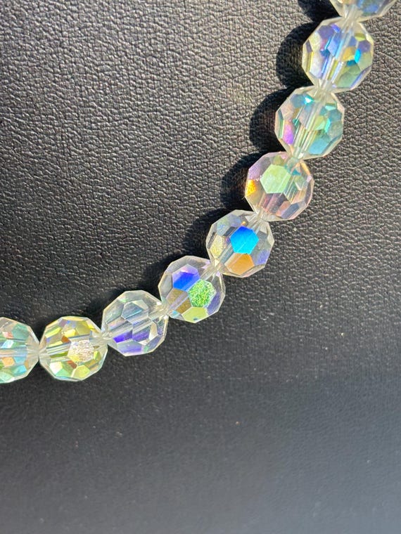 Vintage Aurora Borealis Round Faceted Crystal Bea… - image 3