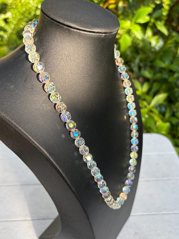 Vintage Aurora Borealis Round Faceted Crystal Bea… - image 6