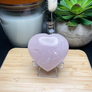 Rose Quartz Crystal Heart Carving. 2.25in Natural Pink Rose Quartz Crystal Heart Carving 4oz