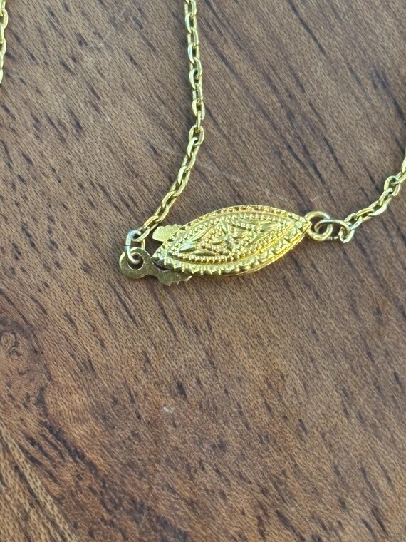 Vintage Amita Damascene Floral Pendant Necklace View 5