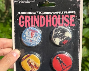 2006 Grindhouse Double Feature Movie Pin Set Never Opened. Set of Four Tarantino and Rodriguez Collectible Pins