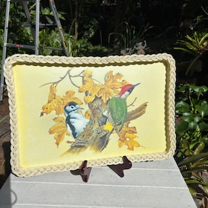 Vintage Woodpecker Melamine Large Tabletop Serving Tray Made by Imperial of the UK