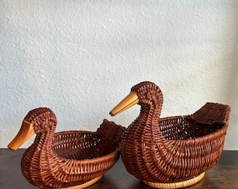 Vintage Duck Woven Baskets Set of Two