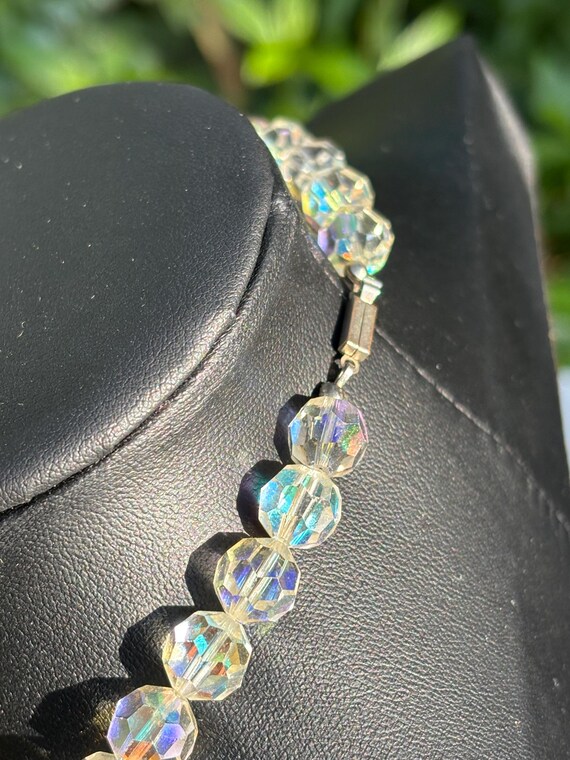 Vintage Aurora Borealis Round Faceted Crystal Bea… - image 4