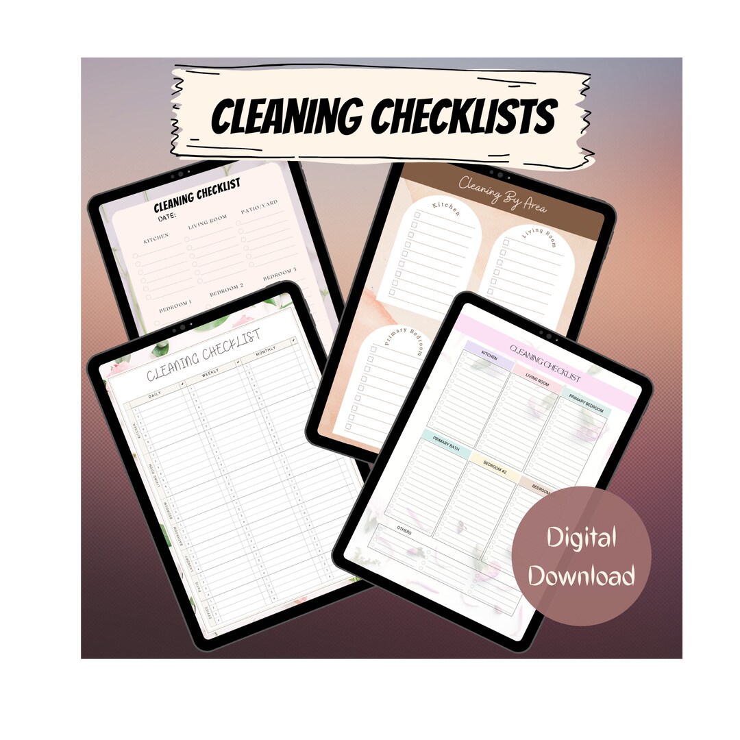 Easy to Use Cleaning Checklists - Etsy
