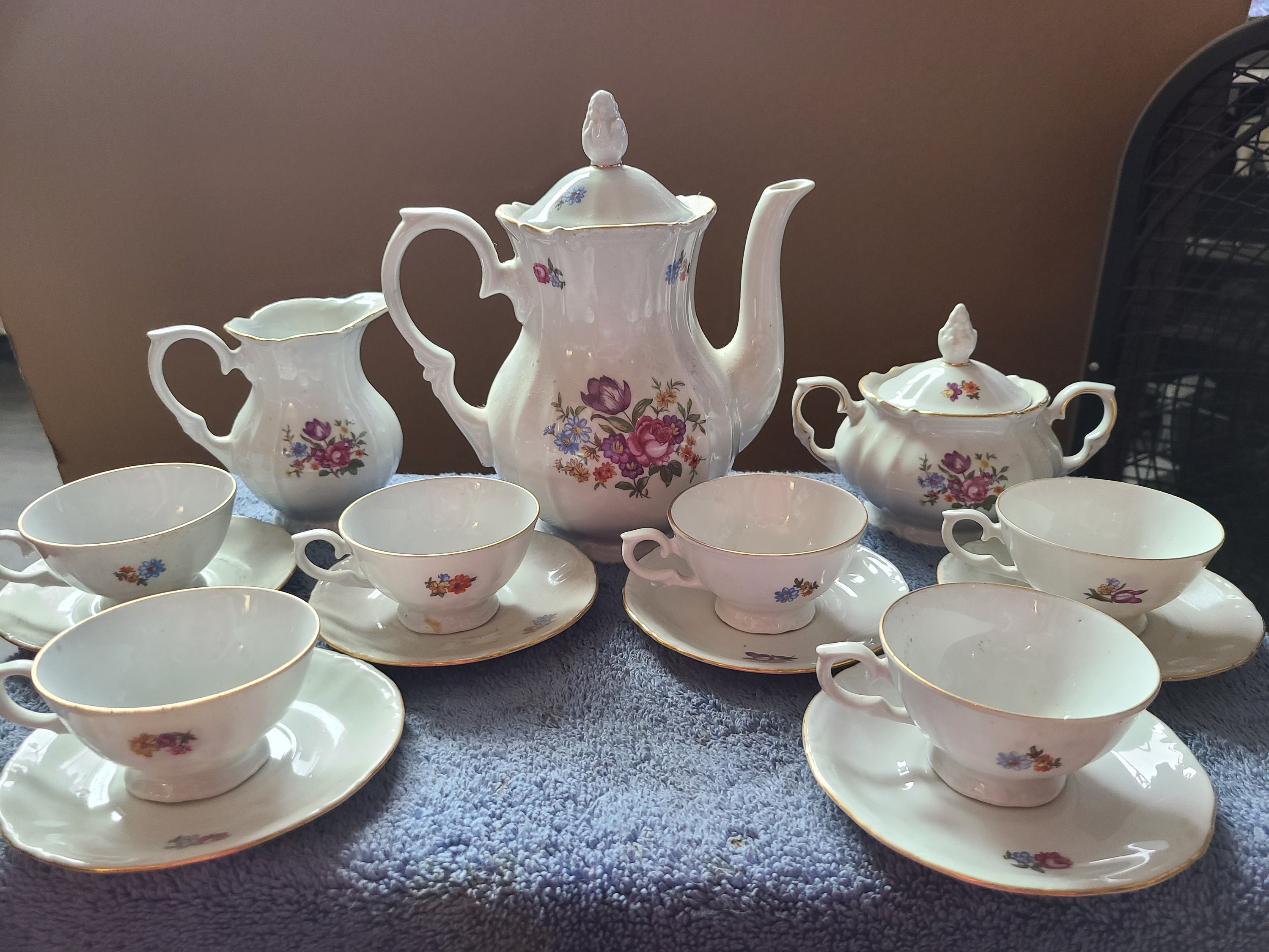 Antique German Porcelain Full 6 Piece Tea Set Etsy