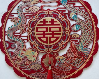 2 Red Double Happiness Signs Wall Decoration Chinese Wedding Asian Vietnamese Chinese Double Happiness Wedding Wall Decoration Tea Ceremony