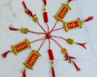 10 Pieces Vietnamese New Year Decorations Knot Pendant Red Hanging Ornaments, Lunar New Year Home/Office Decorations (5 Designs)