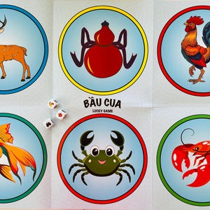 Gourd-Crab-Shrimp-Fish Game - Chuck a Luck - Vietnamese Bau Cua Ca Cop- Lucky Game- Klah Klok