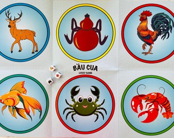 Gourd-Crab-Shrimp-Fish Game - Chuck a Luck - Vietnamese Bau Cua Ca Cop- Lucky Game- Klah Klok