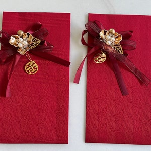 4 Pieces Vietnamese Chinese Wedding Red Lucky Envelopes ( large Size 8.5"x 5")_ Bao Li Xi Cuoi Size Lon| Bao Li Xi Tet | Bao Nap Tai