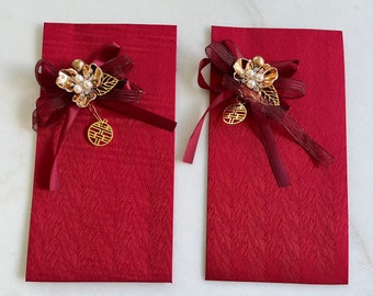 4 Pieces Vietnamese Chinese Wedding Red Lucky Envelopes ( large Size 8.5"x 5")_ Bao Li Xi Cuoi Size Lon| Bao Li Xi Tet | Bao Nap Tai