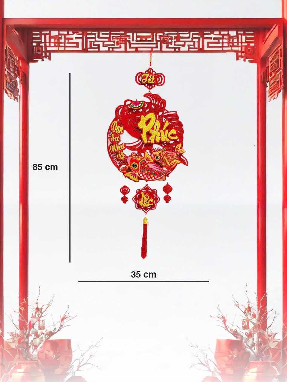 2026 Vietnamese stijl bedrukte Fu Karakter Hanger - Traditioneel hangend ornament voor Chinees Nieuwjaar, feestelijke woonkamer en entree decoratie, gunstig maan nieuwjaar woondecoratie