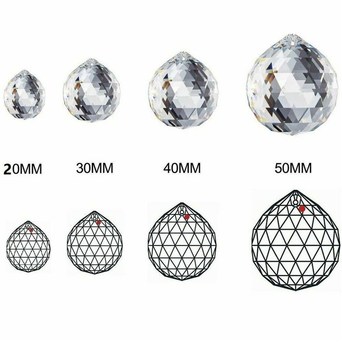 20/30/40/50mm K9 FENG SHUI Hanging Crystal Ball Clear Faceted Etsy