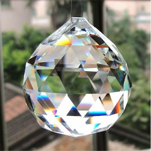 20/30/40/50mm K9 FENG SHUI Hanging Crystal Ball Clear Faceted Sphere Sun Catcher Rainbow Prism