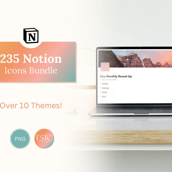 Notion Icon Pack | 235 Notion Digital Icons | Finance Notes Business Icons | Alphabet Number Year Gradient Icons | Pink Peach Orange Icons