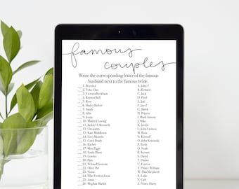 Celebrity Couples Wedding Shower Game