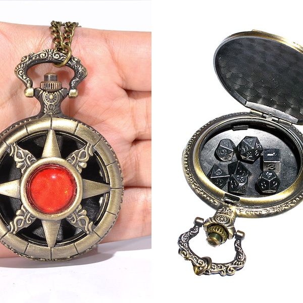 Red Diamond Pocket Watch Shell Case min brass metal dice for dnd patry dice set