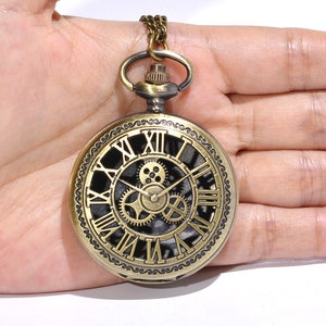 Roman Style Pocket watch Shell with metal dice for dnd patry with 45cm chain 5mm dice image 3