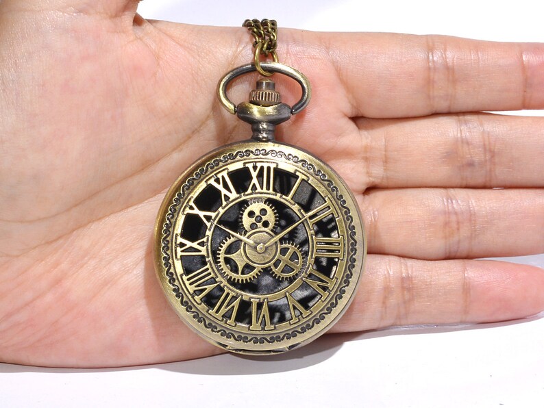 Roman Style Pocket watch Shell with metal dice for dnd patry with 45cm chain 5mm dice image 3