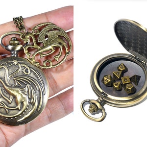 Dragons Pocket Watch Case Dnd patry min brass dice set metal dice 5mm size image 1