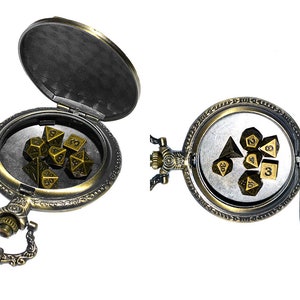 Dragons Pocket Watch Case Dnd patry min brass dice set metal dice 5mm size image 6