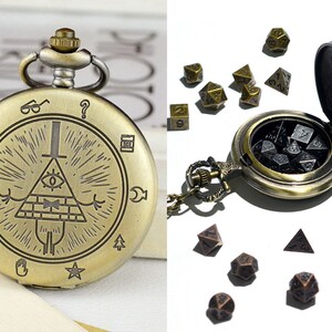 DND Metal Dice 5mm with pocket watch case for DND Patry Dice 45mm chain