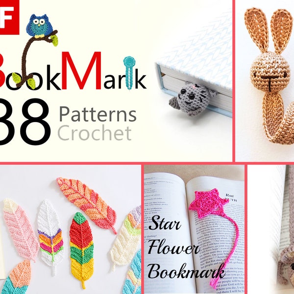 38 PDF marque-page fleur, vache arc-en-ciel, cerf, motif au crochet, marque-page renard simple au crochet, cadeau fait main pour les amateurs de lecture