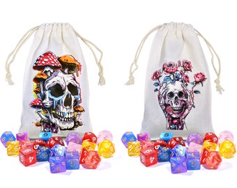Rose Flower Skulls Dice Bag - Dungeons and Dragons, D&D, RPG, Pathfinder, Tabletop Gaming, Bag of Holding, dice  Pouch