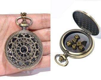 Exquisite Starry Pocket Watch Case With brass min dice set
