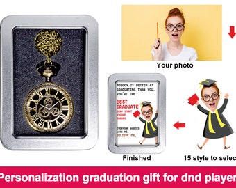 Cadeau de remise des diplômes personnalisé pour joueur du MDN, montre de poche, jeu de dés