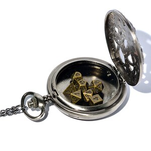 Montre de poche à quartz vintage avec couvercle creux, pieuvre rétro, bronze, avec 7 dés en laiton de 5 mm image 6