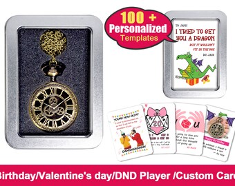 Customized Birthday Valentine DND Player Gift Pocket Watch With Dice Box Custom Card Gift Set With Packaging