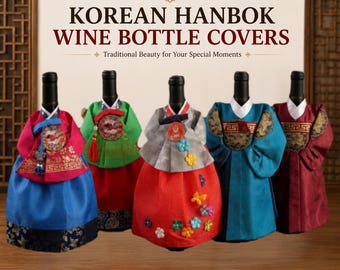 Korean Hanbok Wine Bottle Cover, Traditional Korean Gift Bag