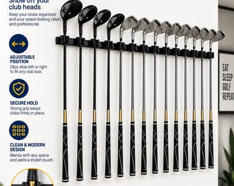 ゴルフクラブ壁掛けラック、24インチアルミ製ゴルフオーガナイザー、14本のクラブを収納可能、ゴルフクラブ収納＆ディスプレイホルダー、JINTECH3D