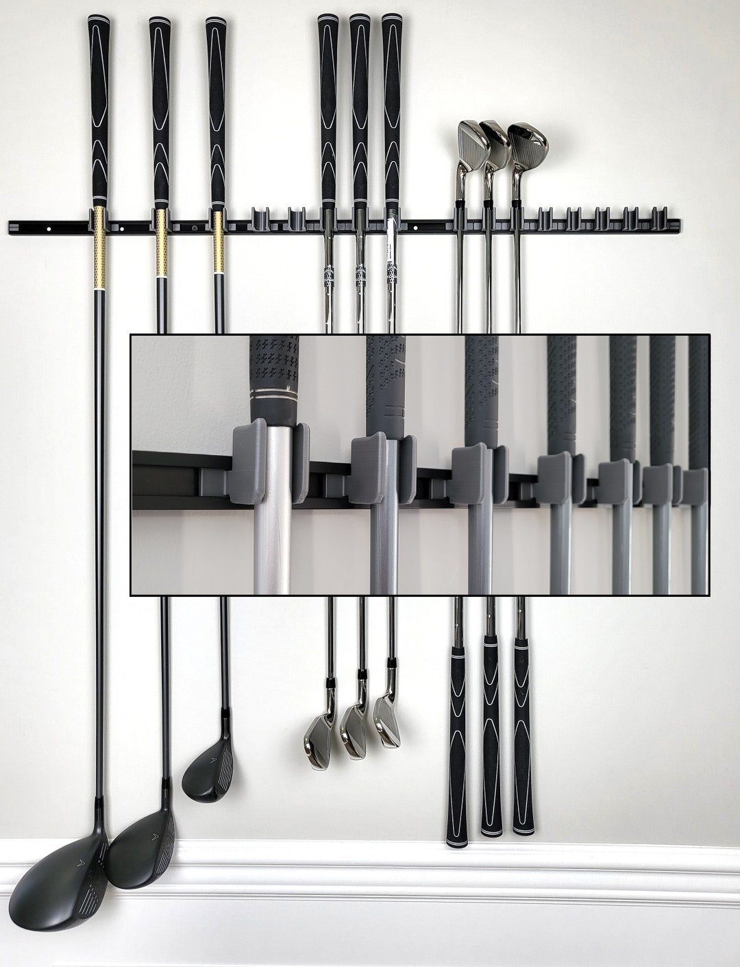 Golf Club Wall Rack. Golf Club Wall Display. Golf Club Holder. 36 Aluminum Track With 16 Holder