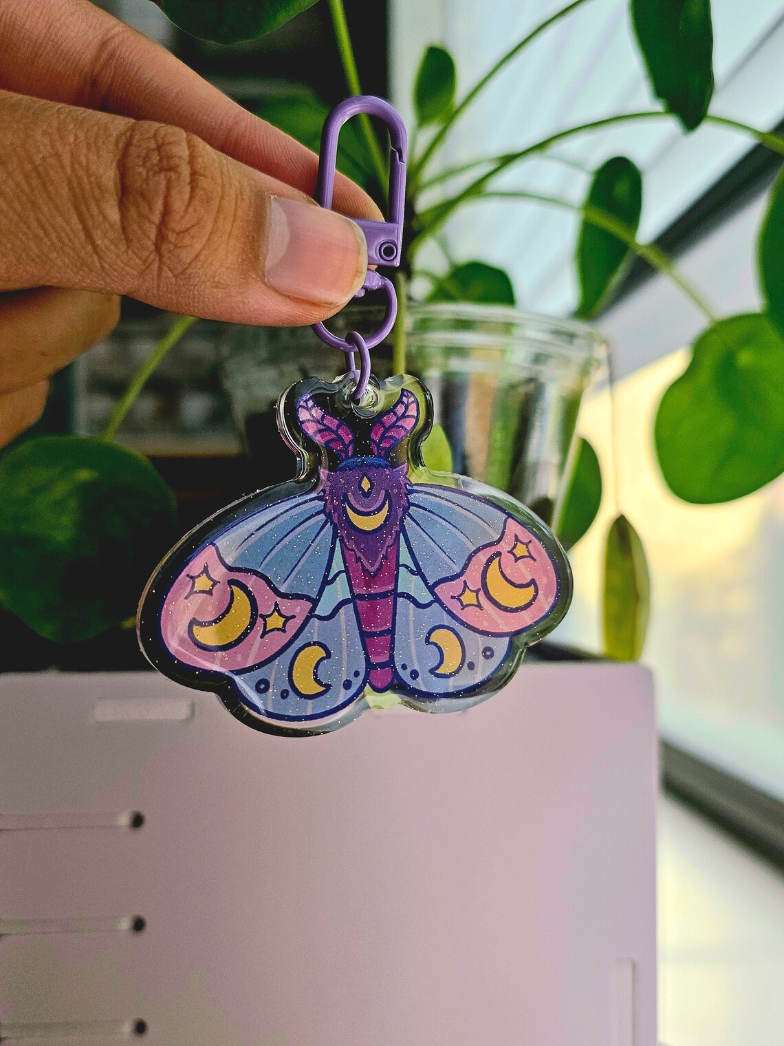 Moth Key Racks Sun and Moon Moth Key Chains | Charms, Bag Accessories - Etsy