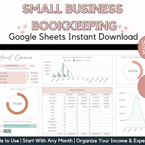 Small Business Bookkeeping Spreadsheet | Business Planner | Template | Business Accounting | Business Expense Tracker | Sales Tracker