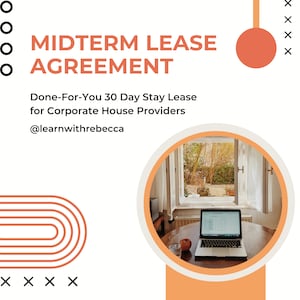 Midterm Rental Agreement | Rental Arbitrage | Travel Nurse | 30 Day Stay | Editable Lease | Furnished Units | Short Term Stays