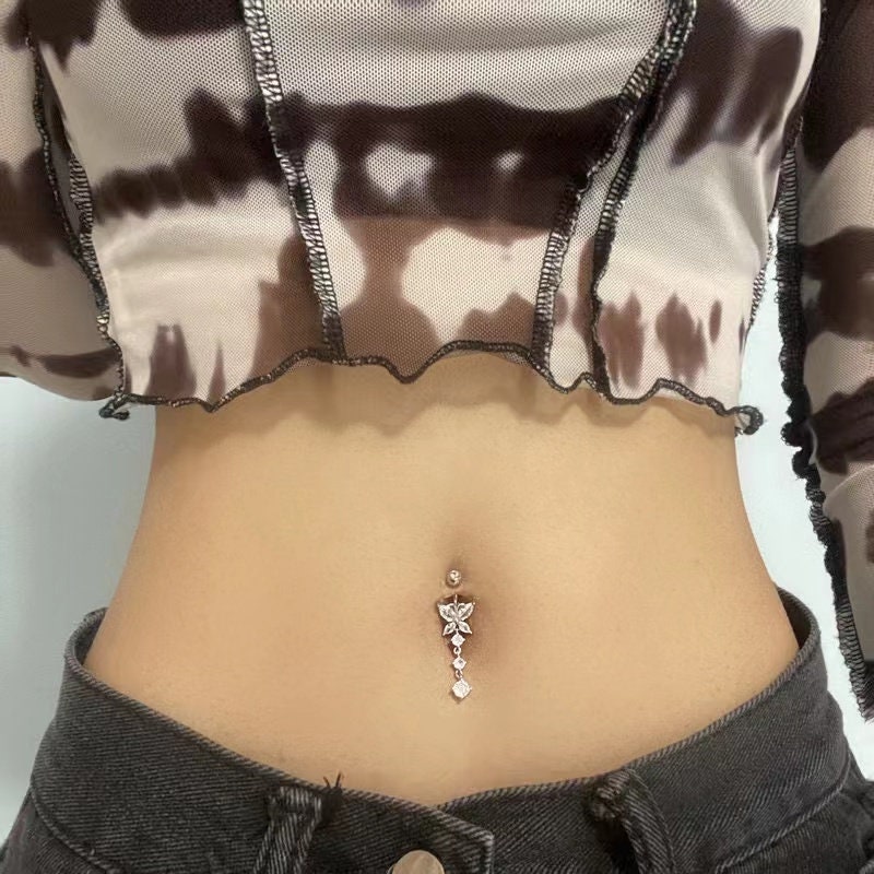 body jewelry hotsale waist chain stainless steel belly button ring with  belly chain body piercing jewelry belly ring