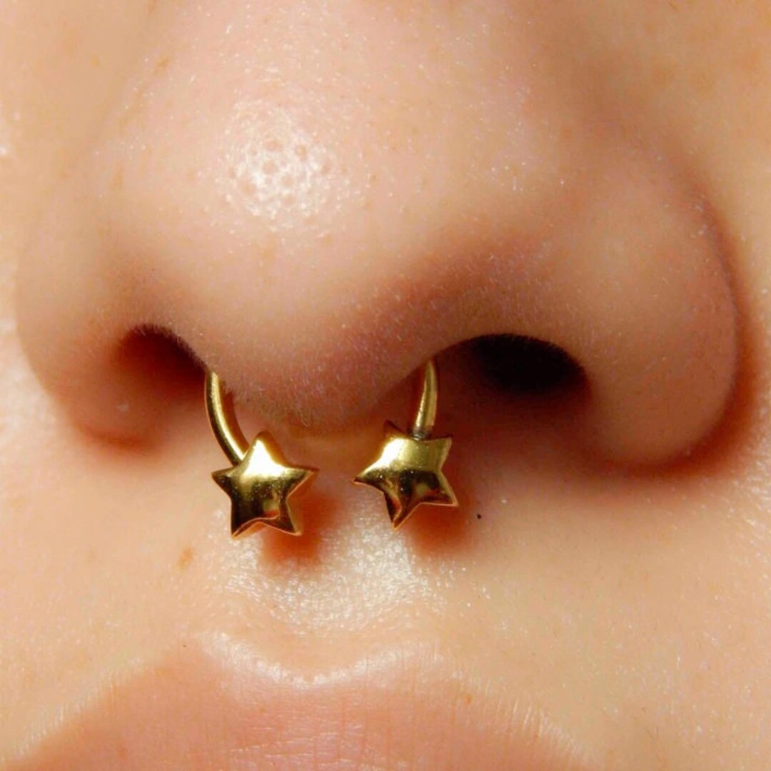 16g 316L Steel Star Horseshoe Hoop/ Horseshoe Septum/ Star Piercing Jewelry/ Septum Hoop/ Septum