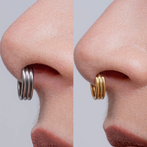 16G Triple Stacked Septum Clicker Surgical Steel Septum Ring