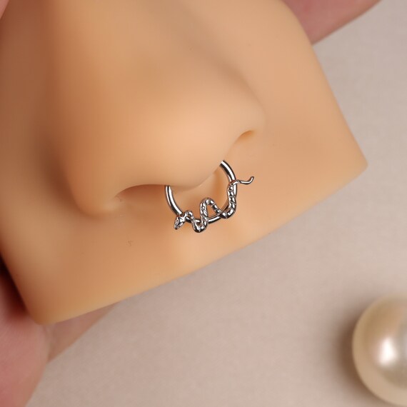 16G 316L Steel Snake Septum Clicker Hinged Septum Ring Daith Hoop