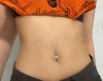 14G Sterling Silver Bow Belly Button Ring| Fresh PiercingJewelry| Never Getting Green Jewelry| Waterproof Navel Barbell| 1.6*6/8/10/12mm