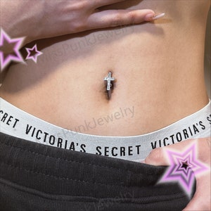 14G Cross Sterling Silver Belly Button Ring/ Belly Button Jewelry/ Silver Navel Belly Bar/ BellyJewelry/Never Getting Green  1.6*6/8/10/12mm