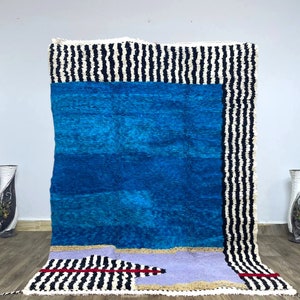 Handmade Moroccan rug 10x14 feet Large berber rug - Blue rug - Moroccan area rug - Beni ourain rug - Square rug - Wool berber rug