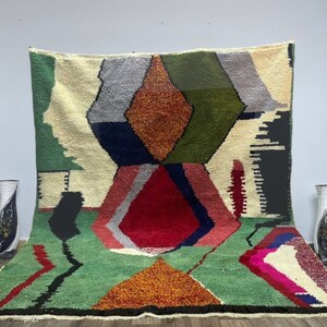 Amazing Green Moroccan Rug - Custom Fabulous Boujaad Rug - Beni Ourain Rug - Handmade Rug - Berber Rug - Traditional Moroccan Carpet