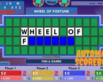 Wheel of Fortune style with score - Game Customizable Powerpoint Game PC & Zoom Games - Party Games - Virtual Games Night - Fun Family Games