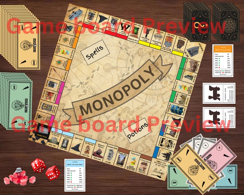 HP Editable Monopoly Board Game Template Custom Monopoly Template Game ...